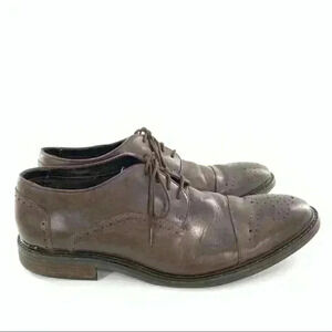 Alfani Paul mens Oxfords 10.5 chocolate Brown leather brogue wingtip cap toe